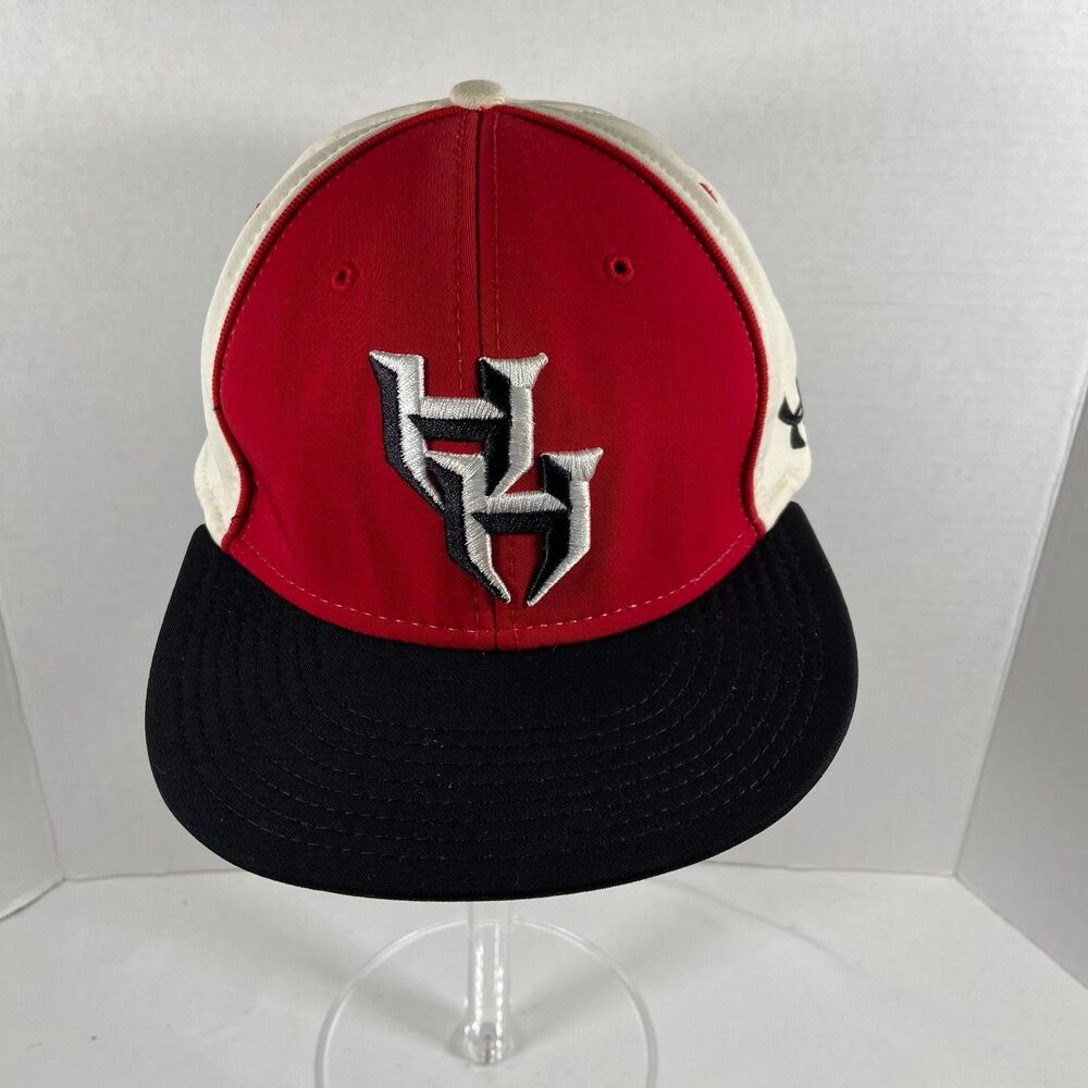 Under Armour Hatters Hat Adult Large Red Black White Fitted Baseball Cap UA610